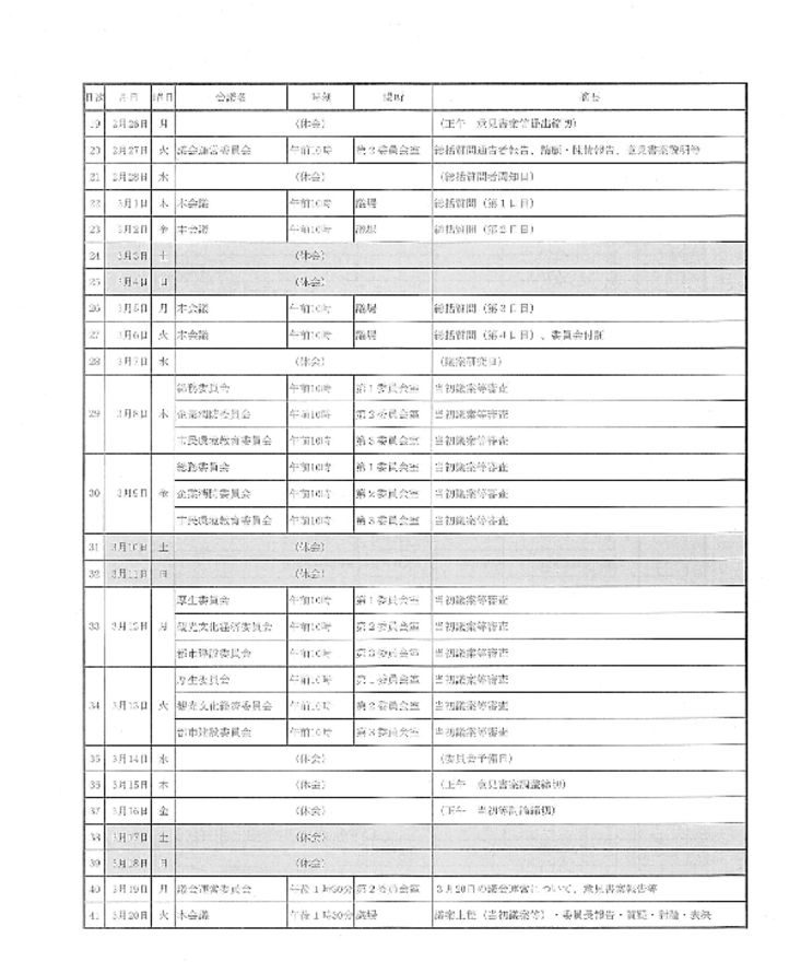 平成30年2月定例会会議日程2のサムネイル